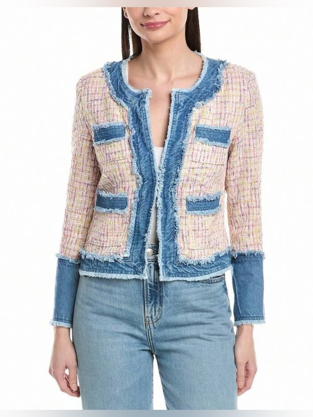 Nanette Lepore Pastel Tweed Jacket with Denim Trim Size Small NWT - C31